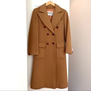 Vintage Double Breasted Camel color Wool Coat.